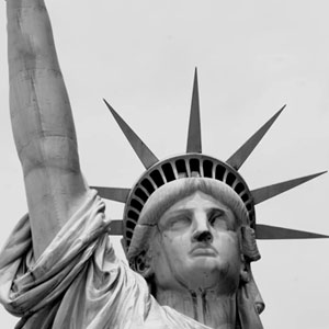 Statue Of Liberty Head Black And White - Driggs Immigration Law