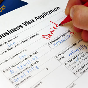 Denied business visa application process with immigration documents